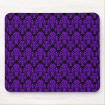 Purple and Black Damask 2 mousepads