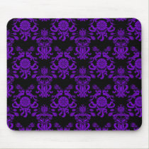 Purple and Black Damask 3 mousepads