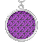 Purple and Black Damask Design. Gothic. Pendants