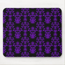 Purple and Black Damask mousepads
