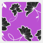 Purple and Black Floral Print Stickers