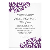 Purple and Black Flourish Class Reunion invitations