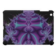 Purple and Black Fractal Art iPad Mini Cover