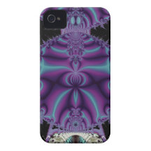 Purple and Black Fractal Art iPhone 4 Cases