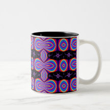 Purple and Black Fractal Pattern Mugs