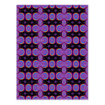 Purple and Black Fractal Pattern Post Card