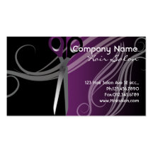 purple and black hair salon business cards