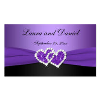 Purple and Black Joined Hearts Wedding Favour Tag Business Card