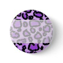 Purple and Black Leopard Print Pattern. Pinback Button