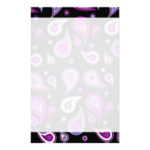 Purple and Black Paisley Stationery