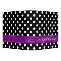 Purple and Black Polka Dot Coupon Organizer Binders