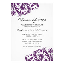 Purple and Black Swirl Graduation Announcement invitations