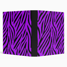 purple and black zebra stripes binder