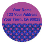 Purple and Blue Address Labels Round Stickers