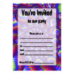 Purple and Blue Balls Fractal Pattern Custom Invitations