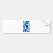 Purple and Blue Heart Squares Bumper Stickers