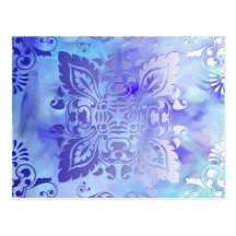 Purple and Blue Ornate Design Postcard