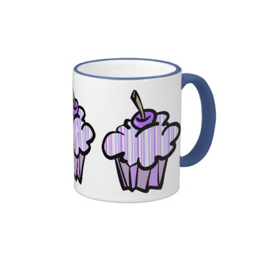 purple and blue stripes cupcake mug