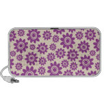 Purple and cream whimsical flower pattern speakers