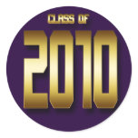 PURPLE AND GOLD CLASS OF 2010 ROUND STICKERS