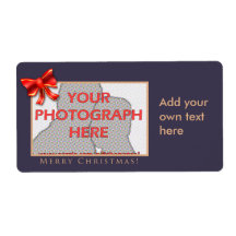 Purple and gold customizable photo labels