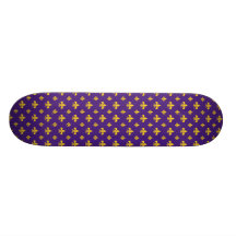 Purple and Gold Fleur de lis Skateboard