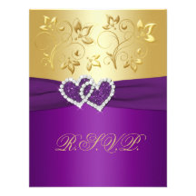 Purple and Gold Floral Reply Card Personalized Invite