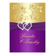 Purple and Gold Floral Wedding Invitation