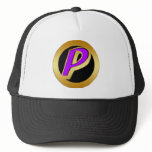 PURPLE AND GOLD RETRO MONOGRAM LETTER P hats