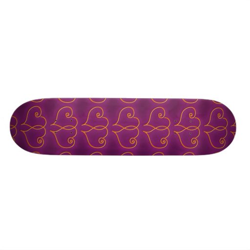Purple and Gold Valentines Hearts Skateboard