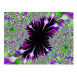 purple and green feathers fractal postcard