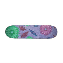 Purple and Green Floral Print Skateboard Decks