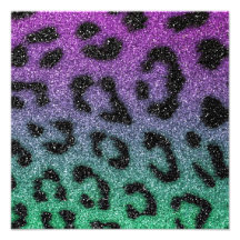 Purple and Green Glitter Gradient Cheetah Print Photograph