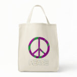 Purple and Green Peace Sign, Tote Bags