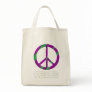 Purple and Green Peace Sign, Tote Bags