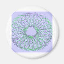 Purple and green spirograph fridge magnets