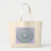 Purple and green spirograph tote bag