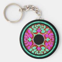 Purple and Green Victorian Leaves Ornament Keychain