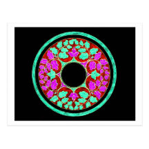Purple and Green Victorian Leaves Ornament Postcards