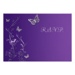 Purple and Grey Floral with Butterflies Reply Card Invitations