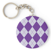 Purple and Light Purple Argyle Pattern Keychains