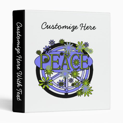 Purple and Lime Peace T-shirts and Gifts 3 Ring Binders