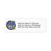 Purple and Lime Peace T-shirts and Gifts Return Address Labels
