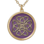Purple and Metallic Gold Celtic Shield Knot Jewelry