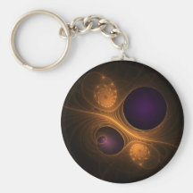 Purple and Orange fractal galaxies Key Chain
