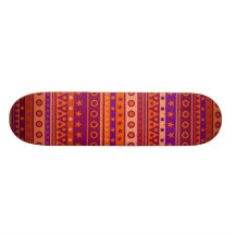 Purple and Orange Stripy Stars and Spots Pattern Skate Boards