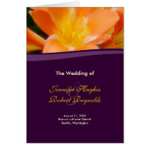 Purple and Orange Wedding Program Card