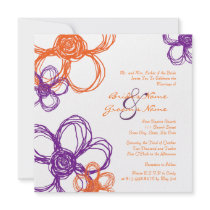 Purple and Orange Wild Flowers Wedding Invitation
