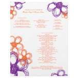 Purple and Orange Wild Flowers Wedding Program Letterhead Design