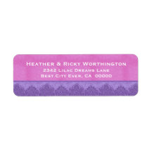 Purple and Pink Damask Lace Trim Wedding S30M Custom Return Address Labels